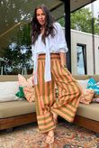 Bloc Stripe Wide Leg Pant Olive & Soft Terracotta